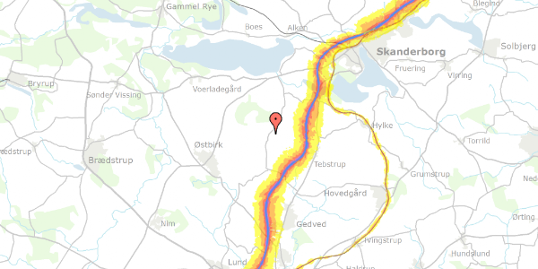 Trafikstøjkort på Skovlykkevej 1, 8660 Skanderborg