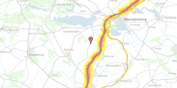 Trafikstøjkort på Skovlykkevej 4, 8660 Skanderborg