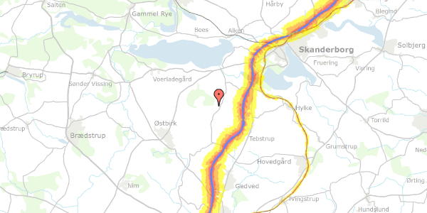 Trafikstøjkort på Skovlykkevej 6, 8660 Skanderborg