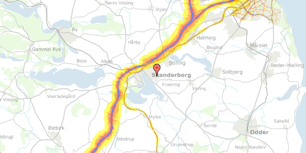 Trafikstøjkort på Skovsvinget 4A, 8660 Skanderborg