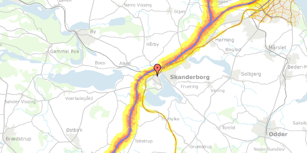 Trafikstøjkort på Skydebanevej 2A, 8660 Skanderborg