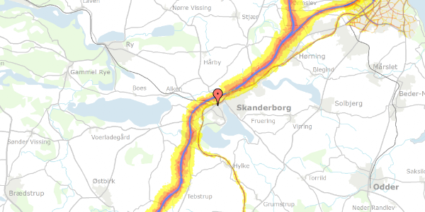 Trafikstøjkort på Skydebanevej 18, 8660 Skanderborg