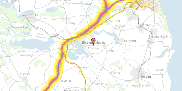 Trafikstøjkort på Skårup Kirkevej 2, 8660 Skanderborg