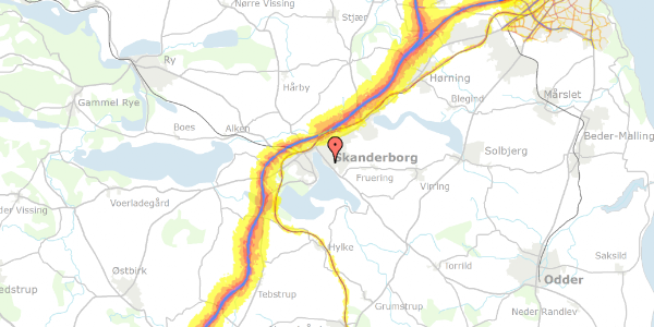 Trafikstøjkort på Slåenvænget 4, 8660 Skanderborg