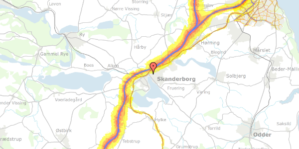 Trafikstøjkort på Solgårdsvej 28, 8660 Skanderborg