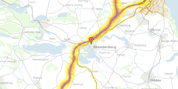 Trafikstøjkort på Solgårdsvej 36, 8660 Skanderborg