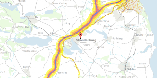 Trafikstøjkort på Solsortevej 10, 8660 Skanderborg