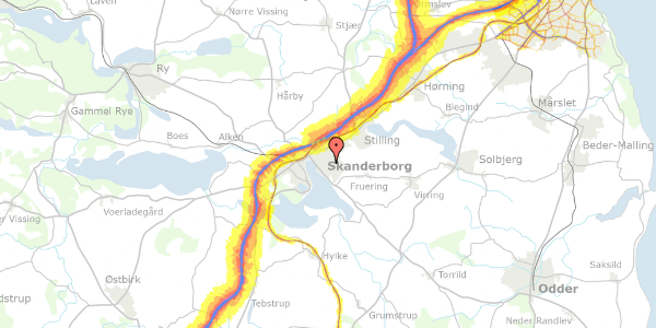 Trafikstøjkort på St St Blichers Vej 8, 8660 Skanderborg