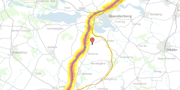 Trafikstøjkort på Staghøjvej 4, 8660 Skanderborg