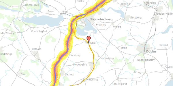 Trafikstøjkort på Stenløkkeparken 15, 8660 Skanderborg