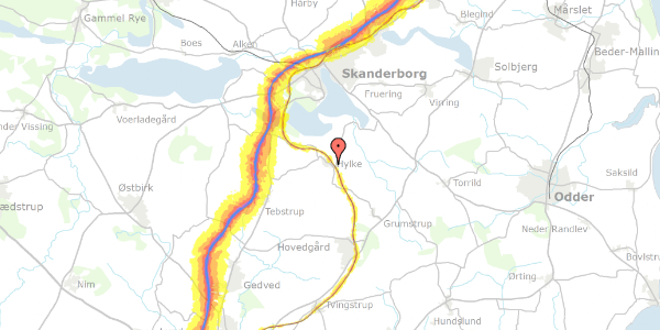 Trafikstøjkort på Stenløkkeparken 53, 8660 Skanderborg