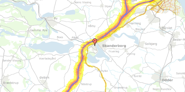 Trafikstøjkort på Stjerneparken 1, 8660 Skanderborg