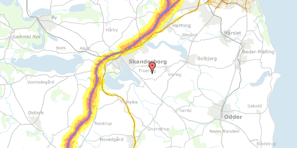 Trafikstøjkort på Storhøjvej 12, 8660 Skanderborg