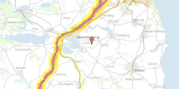 Trafikstøjkort på Storhøjvej 18, 8660 Skanderborg