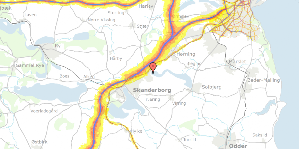 Trafikstøjkort på Søbakken 7, 8660 Skanderborg