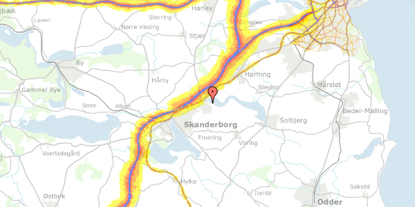 Trafikstøjkort på Søbakken 18, 8660 Skanderborg