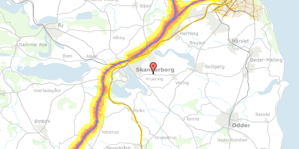 Trafikstøjkort på Sønderbækparken 12, 8660 Skanderborg