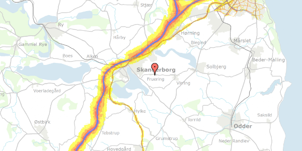 Trafikstøjkort på Sønderbækparken 13, 8660 Skanderborg