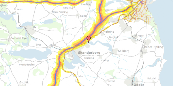 Trafikstøjkort på Søvejen 5, 1. tv, 8660 Skanderborg