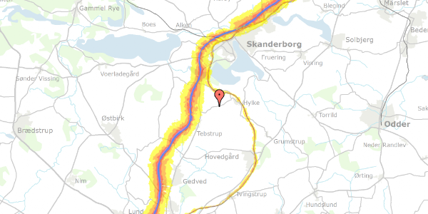 Trafikstøjkort på Tebstrupvej 20, 8660 Skanderborg