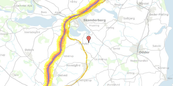 Trafikstøjkort på Teglumvej 12, 8660 Skanderborg