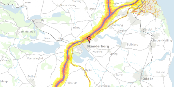 Trafikstøjkort på Triersvej 8, 8660 Skanderborg