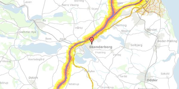 Trafikstøjkort på Triersvej 13, 8660 Skanderborg