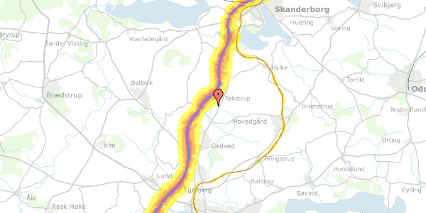 Trafikstøjkort på Tåningvej 62, 8660 Skanderborg