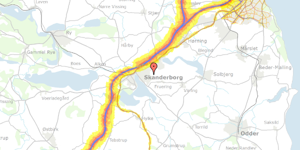 Trafikstøjkort på Vagtelvej 6A, 8660 Skanderborg