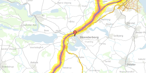 Trafikstøjkort på Warmdahlsparken 8, st. , 8660 Skanderborg