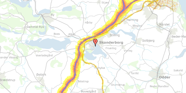 Trafikstøjkort på Vestergade 10A, 8660 Skanderborg