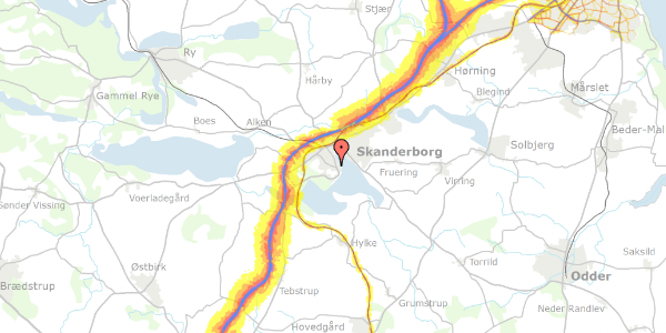 Trafikstøjkort på Vestergade 15Y, st. 1, 8660 Skanderborg