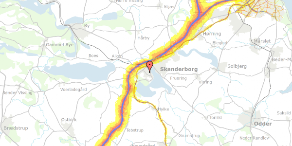 Trafikstøjkort på Vestergade 64, 8660 Skanderborg