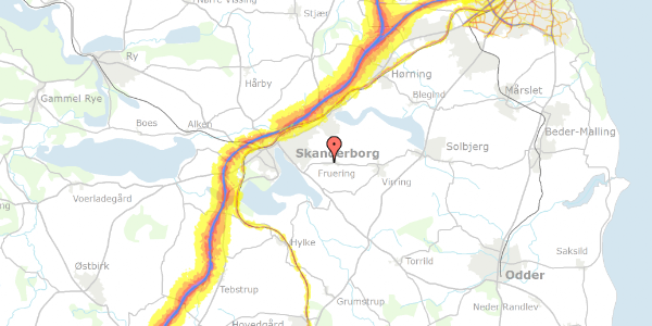 Trafikstøjkort på Vestermøllevej 9, 8660 Skanderborg