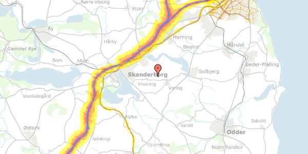 Trafikstøjkort på Vestermøllevej 34, 8660 Skanderborg