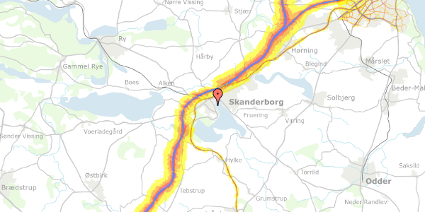 Trafikstøjkort på Villavej 14, 8660 Skanderborg