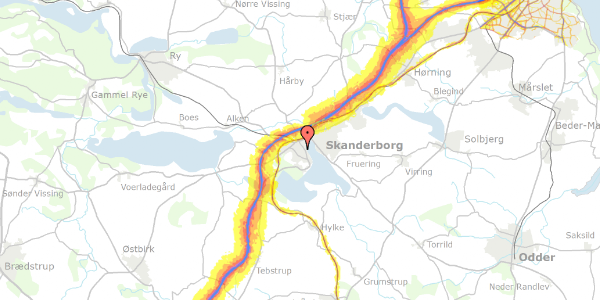 Trafikstøjkort på Villavej 38, 8660 Skanderborg