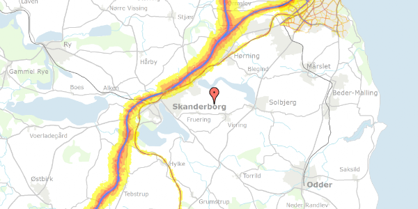 Trafikstøjkort på Virringvej 55, 8660 Skanderborg