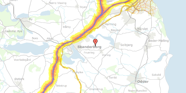 Trafikstøjkort på Virringvej 56, 8660 Skanderborg