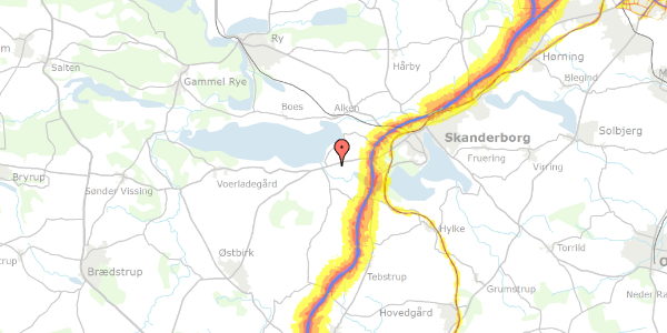 Trafikstøjkort på Vroldvej 143, 8660 Skanderborg