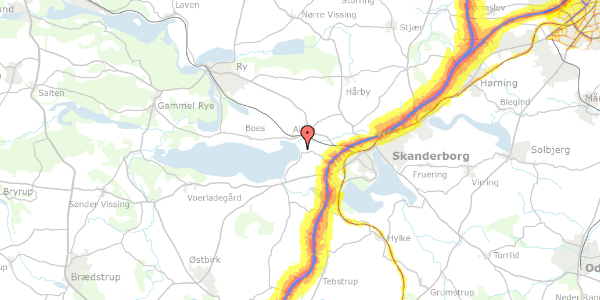 Trafikstøjkort på Vædebrovej 30, 8660 Skanderborg