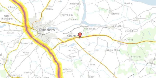 Trafikstøjkort på Ammelhedevej 3, 8960 Randers SØ