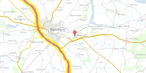 Trafikstøjkort på Klostervej 25, 8960 Randers SØ