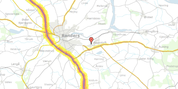 Trafikstøjkort på Nattergalevej 17, 8960 Randers SØ