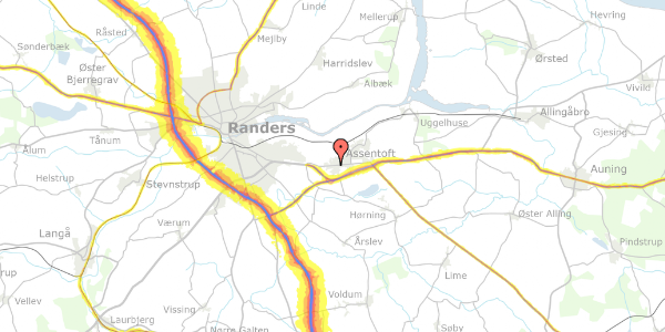 Trafikstøjkort på Storegade 24, 8960 Randers SØ