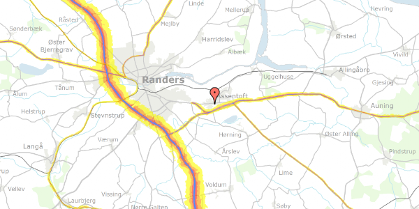 Trafikstøjkort på Vester Alle 10, 8960 Randers SØ