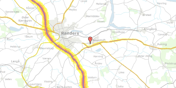 Trafikstøjkort på Vester Alle 33, 8960 Randers SØ