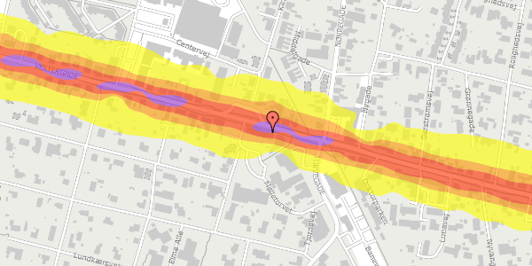 Trafikstøjkort på Vestergade 3, 1. th, 8963 Auning