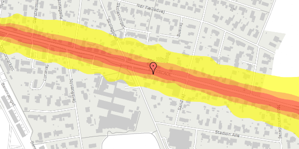 Trafikstøjkort på Østergade 30, 8963 Auning