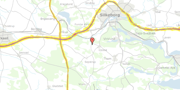 Trafikstøjkort på Hedehusvej 8, 8600 Silkeborg